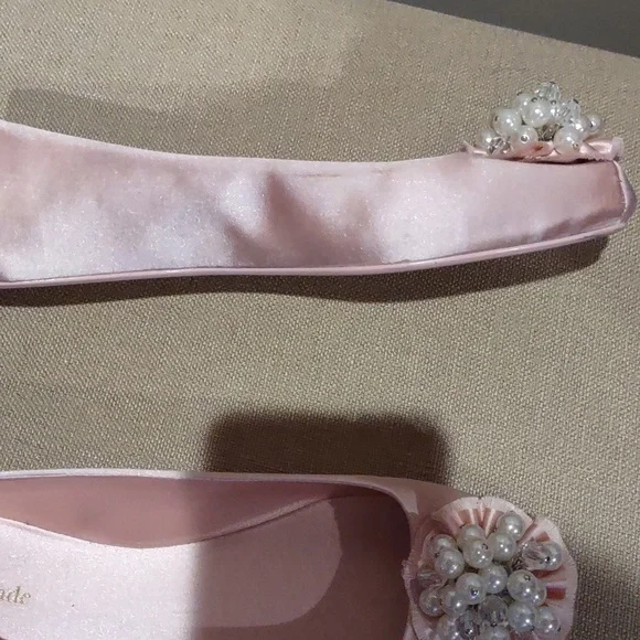 Kate Spade Pink Satin Embellished Women's Ballet Flats With Pearls, 9m - Picture 6 of 10